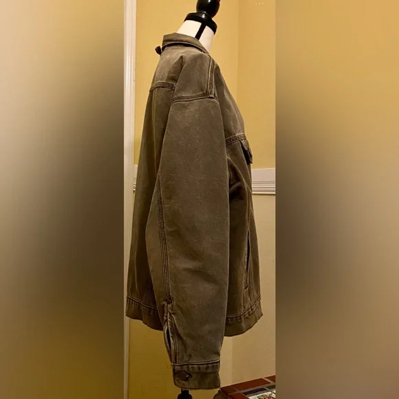 CARHARTT Men’s Faded Brown Canvas Blanket Lined Trucker Jacket; XXL; EUC.